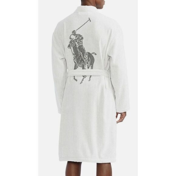 Polo Ralph Lauren P299RL AXKL Men's Sz L/XL White Pony Logo Velour Robe - Picture 1 of 10